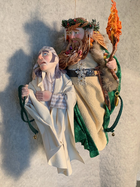 Scrooge and Ghost of Christmas Present-Hanging ornament-kenfolks