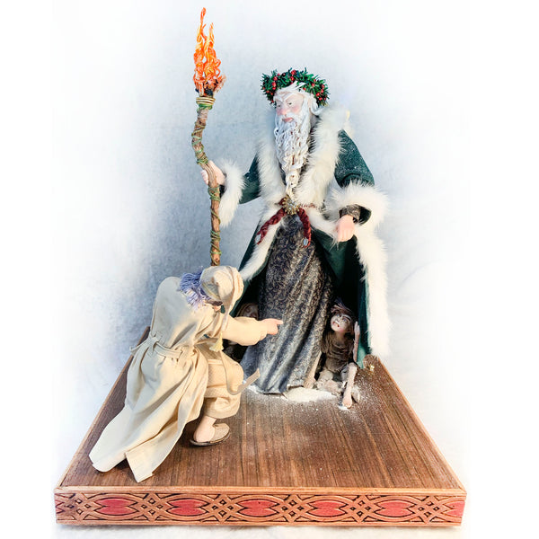 Scrooge and Ghost of Christmas Present - Charles Dickens - A Christmas Carol - Artist Ken Fedoruk - tabletop sculpture-Original Art-kenfolks