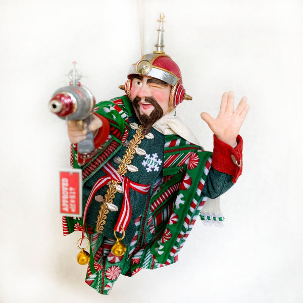 Christmas Sci-fi elf testing a Ray Gun - fun ornaments-Limited Edition-kenfolks