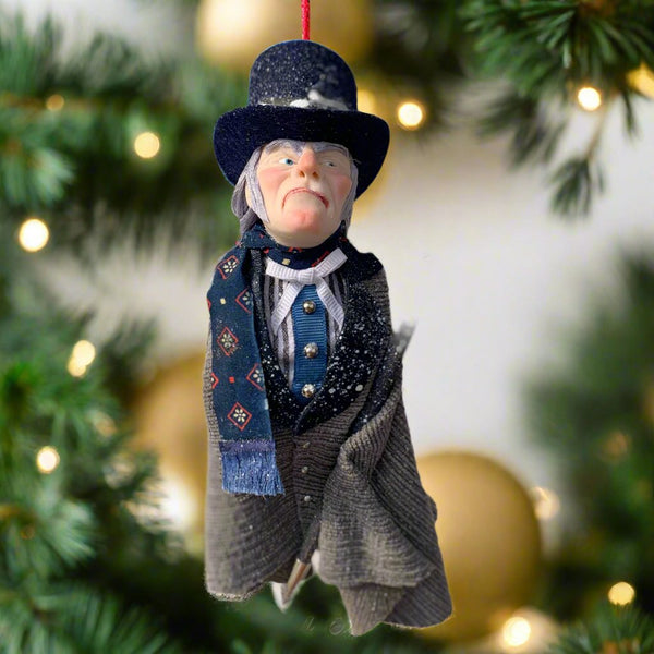 Ebenezer Scrooge Christmas Decoration - Charles Dickens Collectable - Top Hat and Cane - HandmadeSculpture-Limited Edition-kenfolks