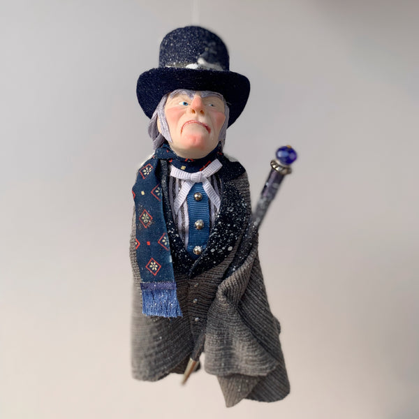 Ebenezer Scrooge Christmas Decoration - Charles Dickens Collectable - Top Hat and Cane - HandmadeSculpture-Limited Edition-kenfolks