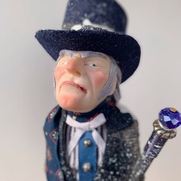 Ebenezer Scrooge Christmas Decoration - Charles Dickens Collectable - Top Hat and Cane - HandmadeSculpture-Limited Edition-kenfolks