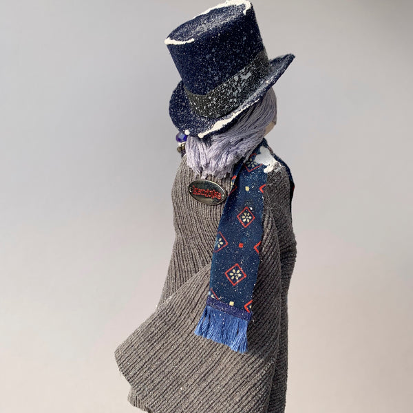 Ebenezer Scrooge Christmas Decoration - Charles Dickens Collectable - Top Hat and Cane - HandmadeSculpture-Limited Edition-kenfolks