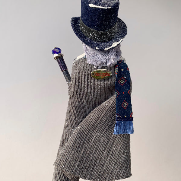 Ebenezer Scrooge Christmas Decoration - Charles Dickens Collectable - Top Hat and Cane - HandmadeSculpture-Limited Edition-kenfolks