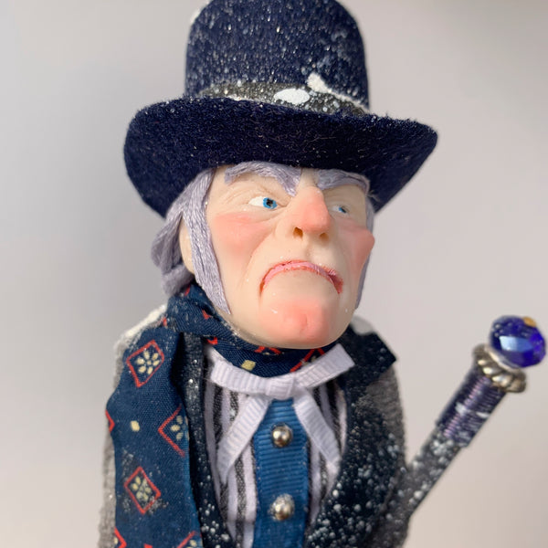 Ebenezer Scrooge Christmas Decoration - Charles Dickens Collectable - Top Hat and Cane - HandmadeSculpture-Limited Edition-kenfolks