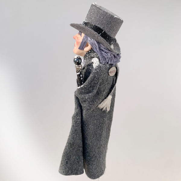 Ebenezer Scrooge Christmas Decoration - Charles Dickens Collectable - Top Hat and Cane - HandmadeSculpture-Limited Edition-kenfolks