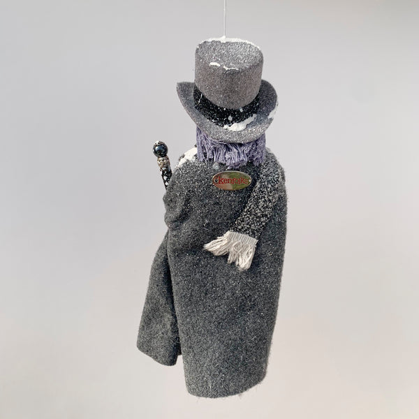 Ebenezer Scrooge Christmas Decoration - Charles Dickens Collectable - Top Hat and Cane - HandmadeSculpture-Limited Edition-kenfolks