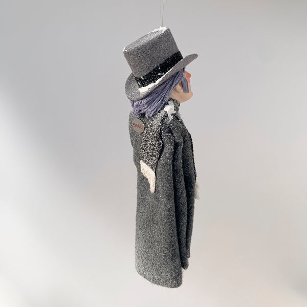 Ebenezer Scrooge Christmas Decoration - Charles Dickens Collectable - Top Hat and Cane - HandmadeSculpture-Limited Edition-kenfolks