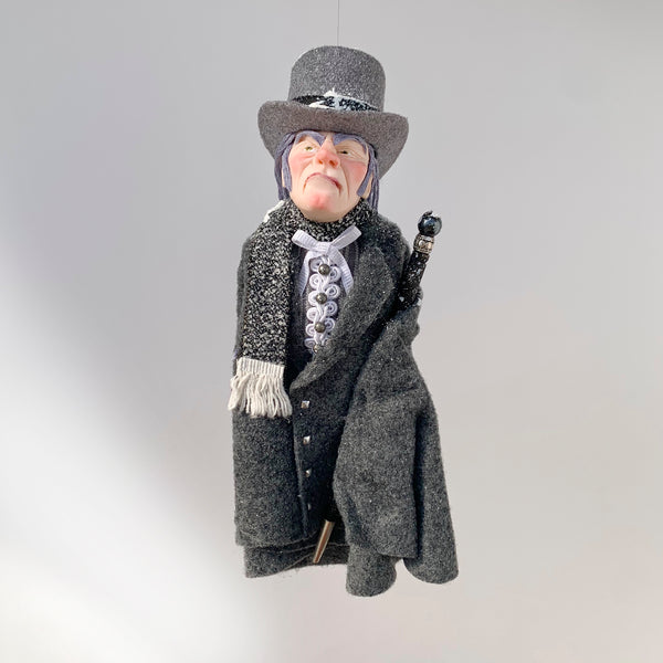 Ebenezer Scrooge Christmas Decoration - Charles Dickens Collectable - Top Hat and Cane - HandmadeSculpture-Limited Edition-kenfolks