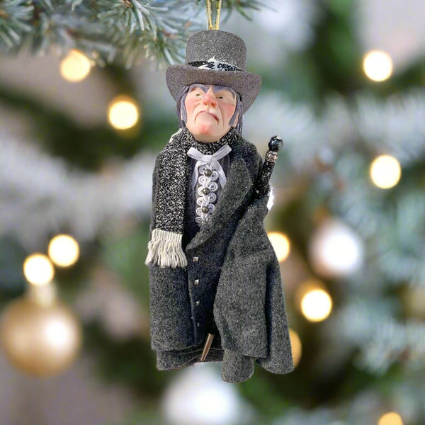 Ebenezer Scrooge Christmas Decoration - Charles Dickens Collectable - Top Hat and Cane - HandmadeSculpture-Limited Edition-kenfolks