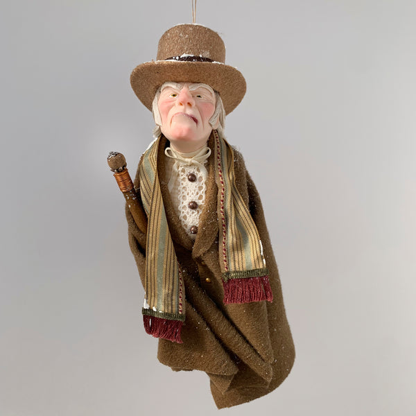 Ebenezer Scrooge Christmas Decoration - Charles Dickens Collectable - Top Hat and Cane - HandmadeSculpture-Limited Edition-kenfolks