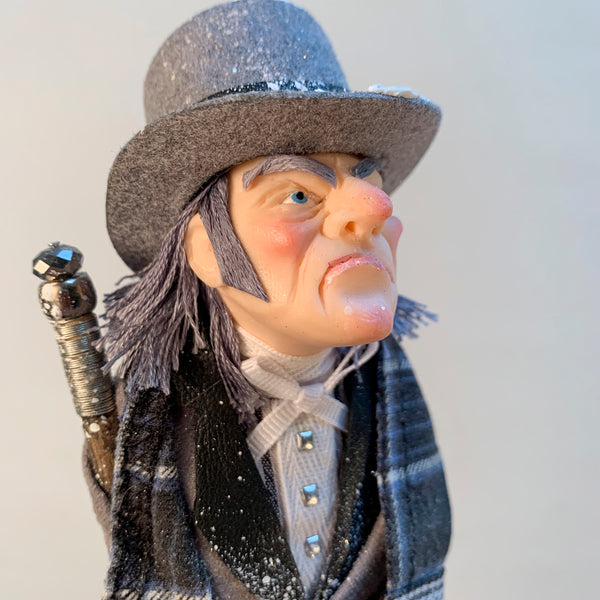 Ebenezer Scrooge Christmas Decoration - Charles Dickens Collectable - Top Hat and Cane - HandmadeSculpture-Limited Edition-kenfolks