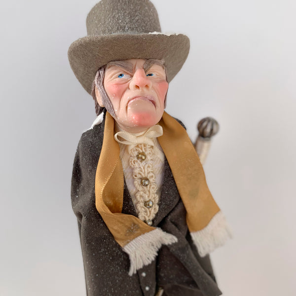 Ebenezer Scrooge Christmas Decoration - Charles Dickens Collectable - Top Hat and Cane - HandmadeSculpture-Limited Edition-kenfolks