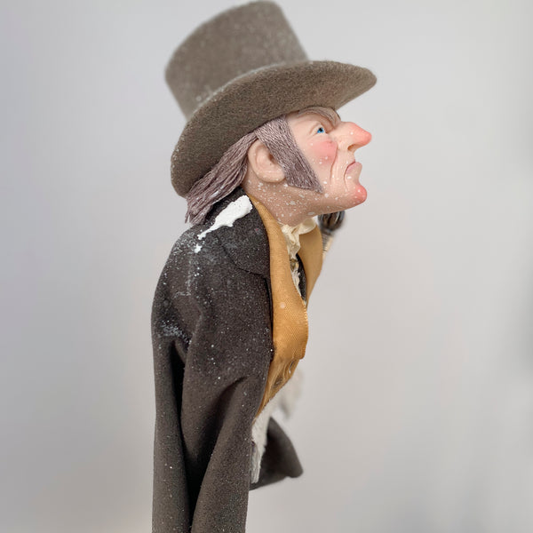 Ebenezer Scrooge Christmas Decoration - Charles Dickens Collectable - Top Hat and Cane - HandmadeSculpture-Limited Edition-kenfolks