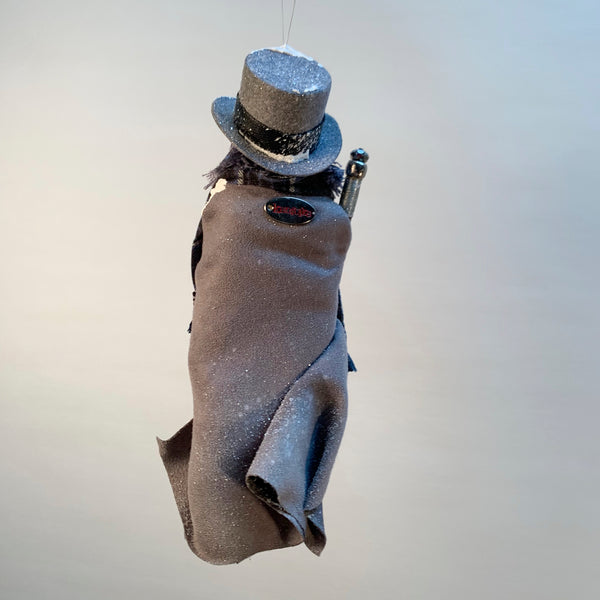 Ebenezer Scrooge Christmas Decoration - Charles Dickens Collectable - Top Hat and Cane - HandmadeSculpture-Limited Edition-kenfolks