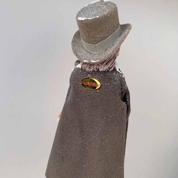 Ebenezer Scrooge Christmas Decoration - Charles Dickens Collectable - Top Hat and Cane - HandmadeSculpture-Limited Edition-kenfolks