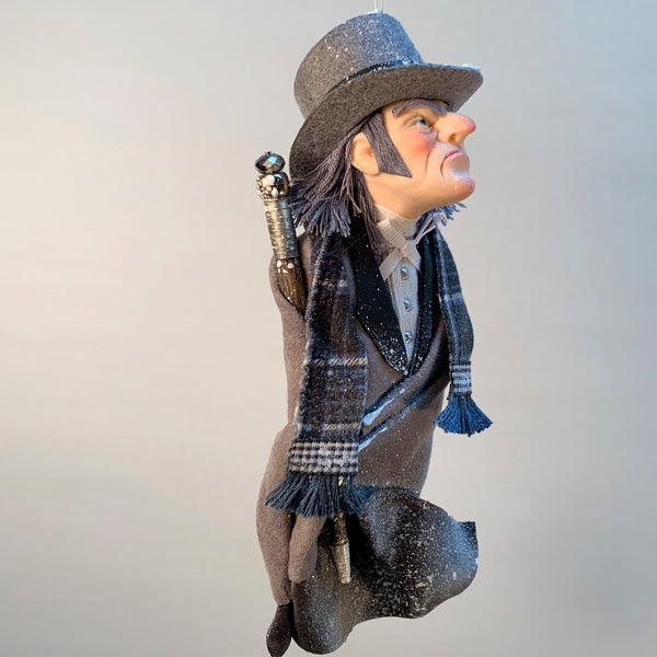 Ebenezer Scrooge Christmas Decoration - Charles Dickens Collectable - Top Hat and Cane - HandmadeSculpture-Limited Edition-kenfolks