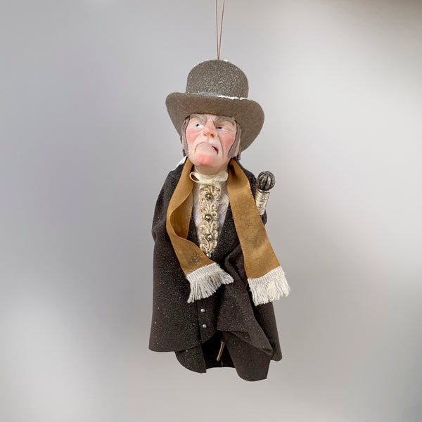 Ebenezer Scrooge Christmas Decoration - Charles Dickens Collectable - Top Hat and Cane - HandmadeSculpture-Limited Edition-kenfolks