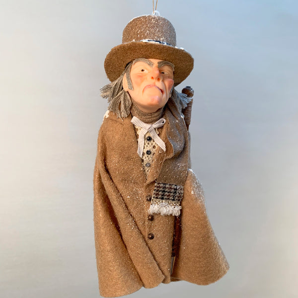 Ebenezer Scrooge Christmas Decoration - Charles Dickens Collectable - Top Hat and Cane - HandmadeSculpture-Limited Edition-kenfolks
