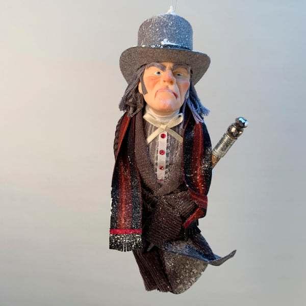Ebenezer Scrooge Christmas Decoration - Charles Dickens Collectable - Top Hat and Cane - HandmadeSculpture-Limited Edition-kenfolks