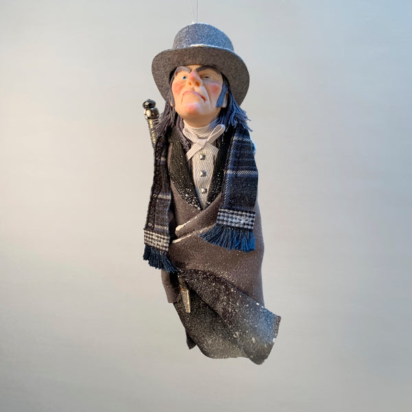 Ebenezer Scrooge Christmas Decoration - Charles Dickens Collectable - Top Hat and Cane - HandmadeSculpture-Limited Edition-kenfolks