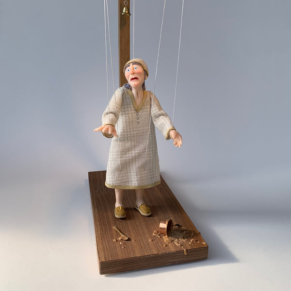 Scrooge - Marionette - Christmas Ornament - Scrooge is terrified meeting his ghosts - Charles Dickens A Christmas Carol by Ken Fedoruk-Original Art-kenfolks