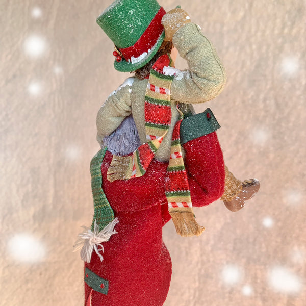 Scrooge a new man with Tiny Tim on his shoulder - Hanging Christmas Ornament-Limited Edition-kenfolks