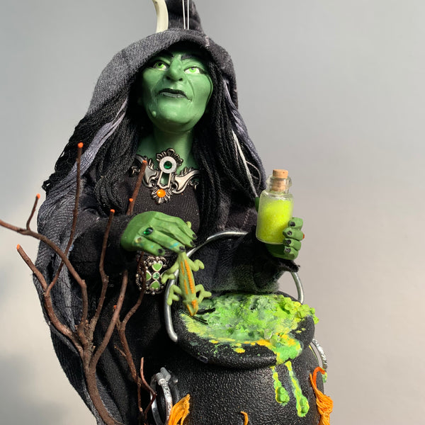 Halloween Witch with a bubbling cauldron - Hanging Christmas Ornament - Halloween decoration-Limited Edition-kenfolks