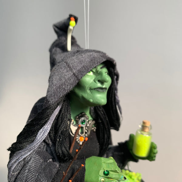 Halloween Witch with a bubbling cauldron - Hanging Christmas Ornament - Halloween decoration-Limited Edition-kenfolks