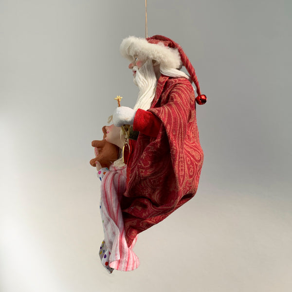 Santa Claus - Gifts for children- Hanging tree ornament - Handcrafted - Collectable Christmas Art - stuffed teddy bear - toy animals -Limited Edition-kenfolks