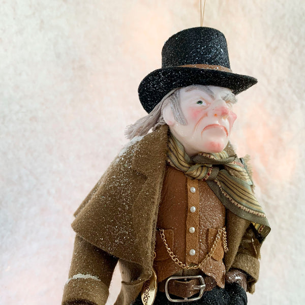 Ebenezer Scrooge Christmas Decoration - Charles Dickens Collectable - Standing Figure Top Hat and Cane - Handmade Sculpture-Limited Edition-kenfolks
