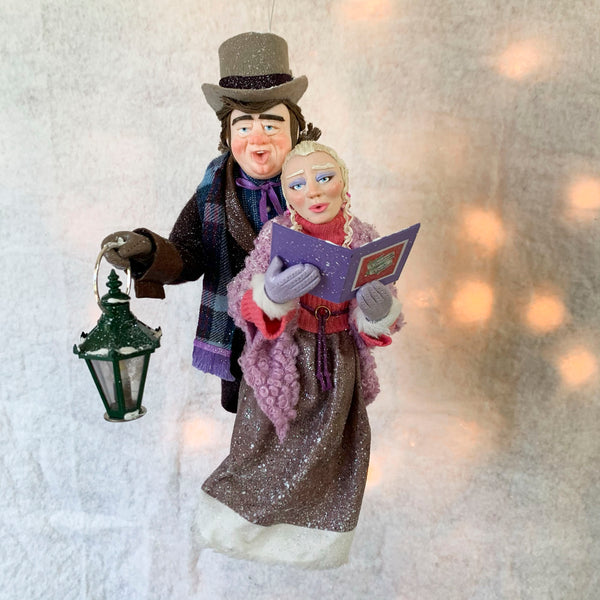 Christmas Carolling Duo - hanging tree ornament - Charles Dickens Completely Handmade Christmas Ornament-Limited Edition-kenfolks