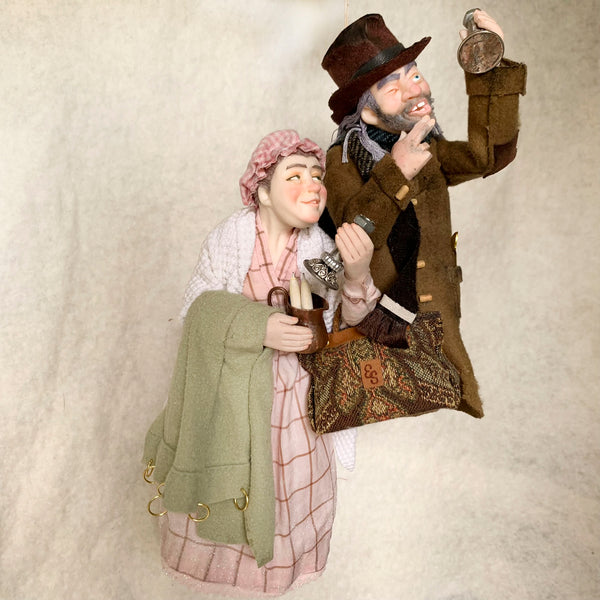 Joe & Mrs Dilber hawking Scrooge's curtains - A Christmas Carol memorable moment. Charles Dickens christmas ornament by Ken Fedoruk-kenfolks