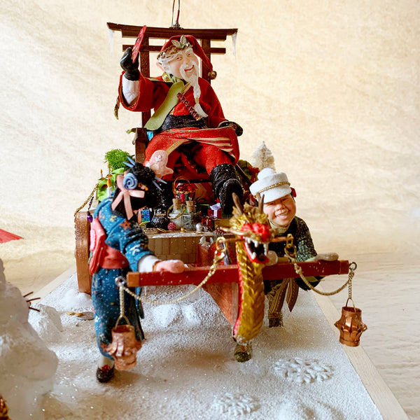 Santa Kuro Christmas Caravan-Original Art-kenfolks