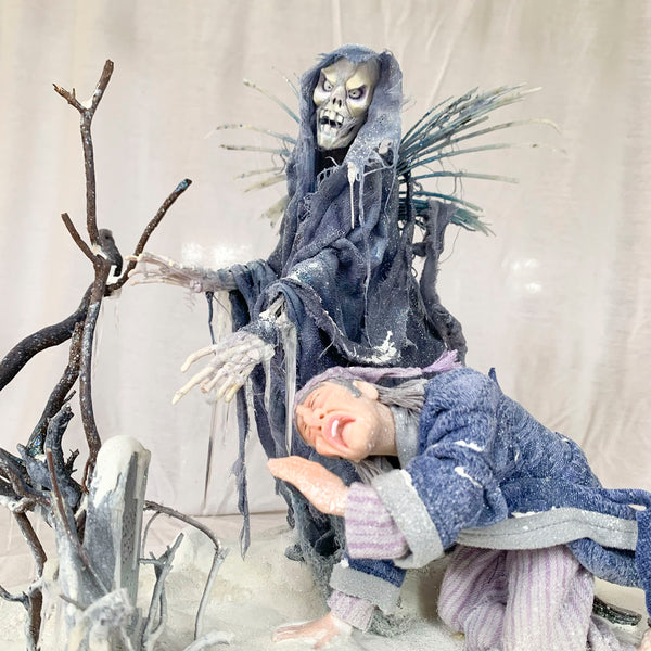 Scrooge and Ghost of Christmas Future - table top display sculpture - Charles Dickens - A Christmas Carol - Artist Ken Fedoruk-Original Art-kenfolks