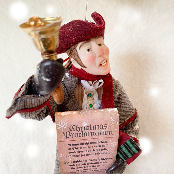 A Christmas Carol hanging ornament - Charles Dickens - Town Cryer - Victorian Age Decoration - Completely Handmade Christmas Ornament-Limited Edition-kenfolks