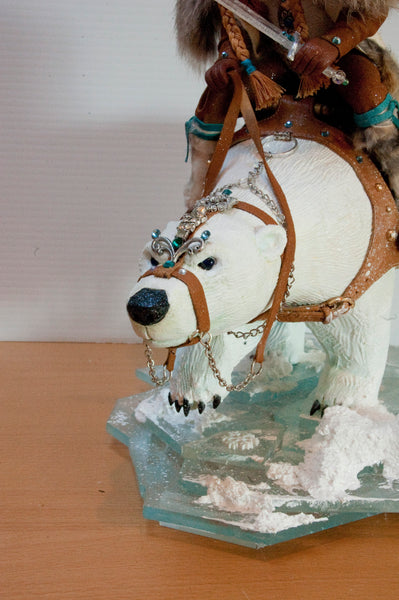 Snow Queen - Arctic Warriors, Female Norse warrior riding a Polar Bear-Original Art-kenfolks