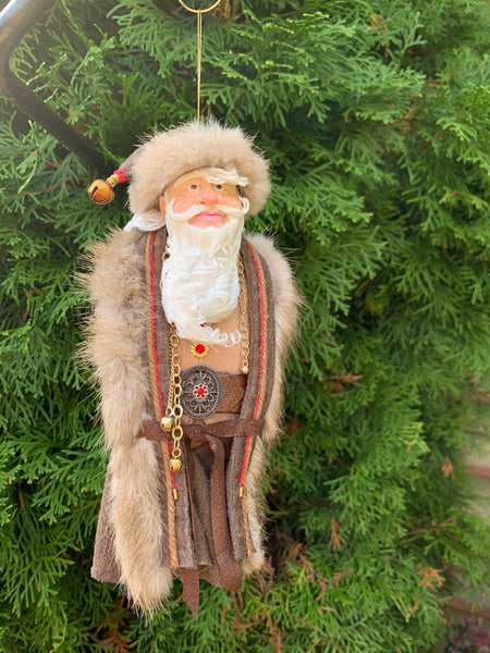 Santa Claus - Fur trimmed wool parka - Natural Santa - Nature Christmas Decor-Limited Edition-kenfolks