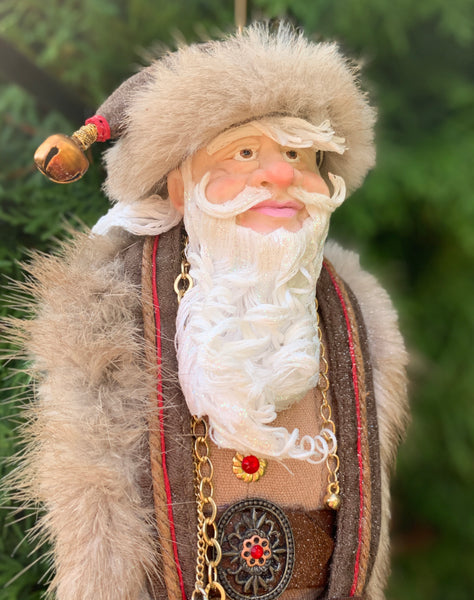Santa Claus - Fur trimmed wool parka - Natural Santa - Nature Christmas Decor-Limited Edition-kenfolks