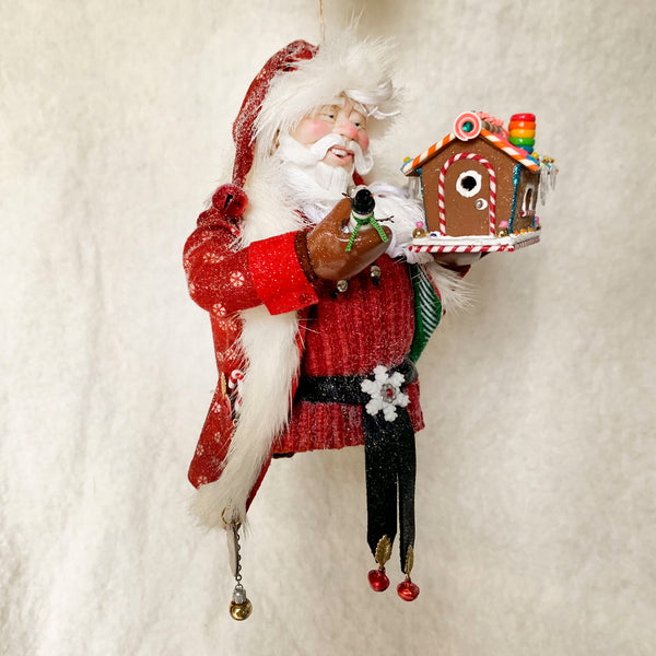 Santa decorating a Gingerbread House - Hanging Ornament - Christmas Collectable-Limited Edition-kenfolks