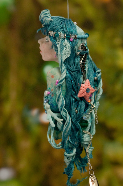 Mermaid hanging ornament - Teal blue colour - Christmas decor for true mermaid collectors - Handmade Christmas-Limited Edition-kenfolks