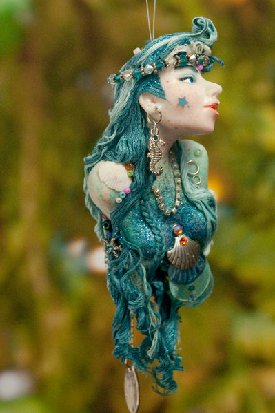 Mermaid hanging ornament - Teal blue colour - Christmas decor for true mermaid collectors - Handmade Christmas-Limited Edition-kenfolks