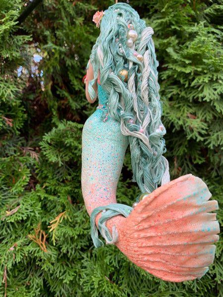 Mermaid hanging ornament - Aqua Blue - True mermaid collectors - Handmade Christmas-Limited Edition-kenfolks
