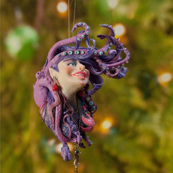 Mermaid hanging ornament - Purple and Pink colour - Christmas decor for true mermaid collectors - Handmade Christmas-Limited Edition-kenfolks