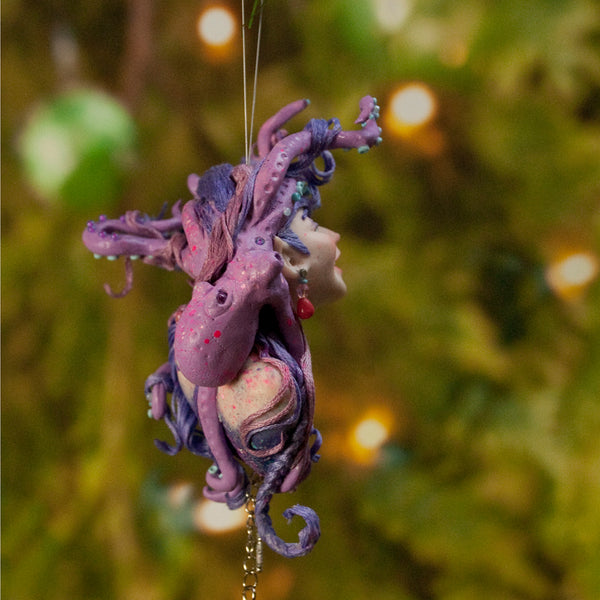 Mermaid hanging ornament - Purple and Pink colour - Christmas decor for true mermaid collectors - Handmade Christmas-Limited Edition-kenfolks