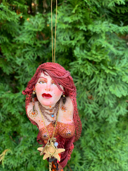 Mermaid hanging ornament - Red Copper colour - Christmas decor for mermaid collectors-Limited Edition-kenfolks