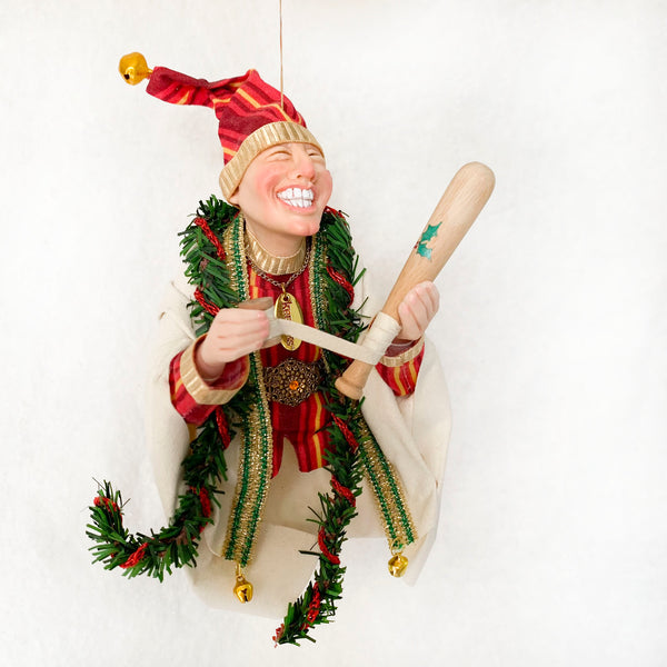 Christmas Sporting Elf making a baseball bat - Holiday decor - Tree decoration-Limited Edition-kenfolks