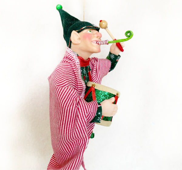 Christmas Ornament - Musical Elf testing a drum and whistle-Limited Edition-kenfolks