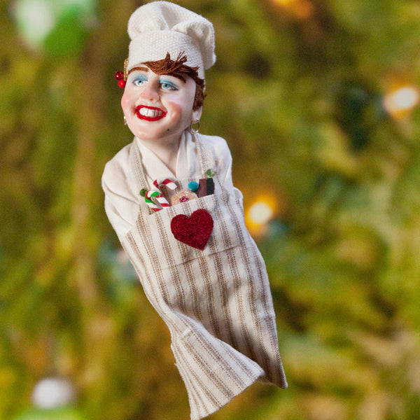 Chef Decoration Christmas - North Pole Elf - delightful gift for the chef - Cooking Apron with a Pocket full of Candy Canes-Limited Edition-kenfolks