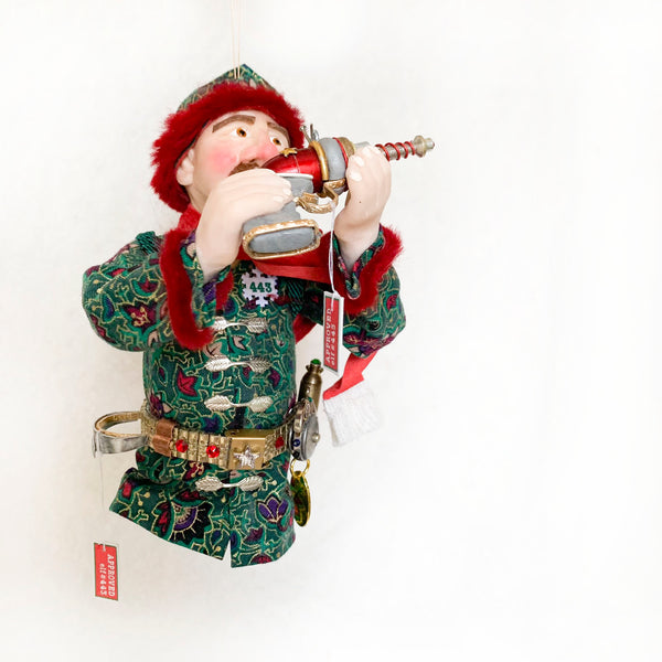 Christmas ornament - Spaceman Elf #443 inspecting a Ray Gun-Limited Edition-kenfolks